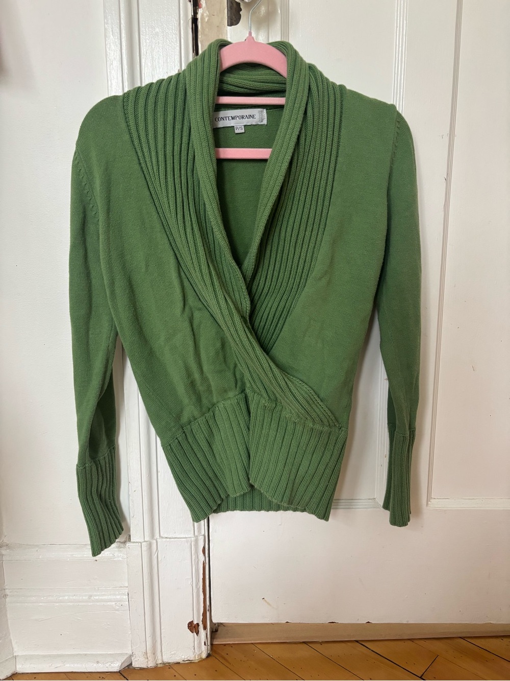 Contemporaine Green Wrap Cardigan Sweater